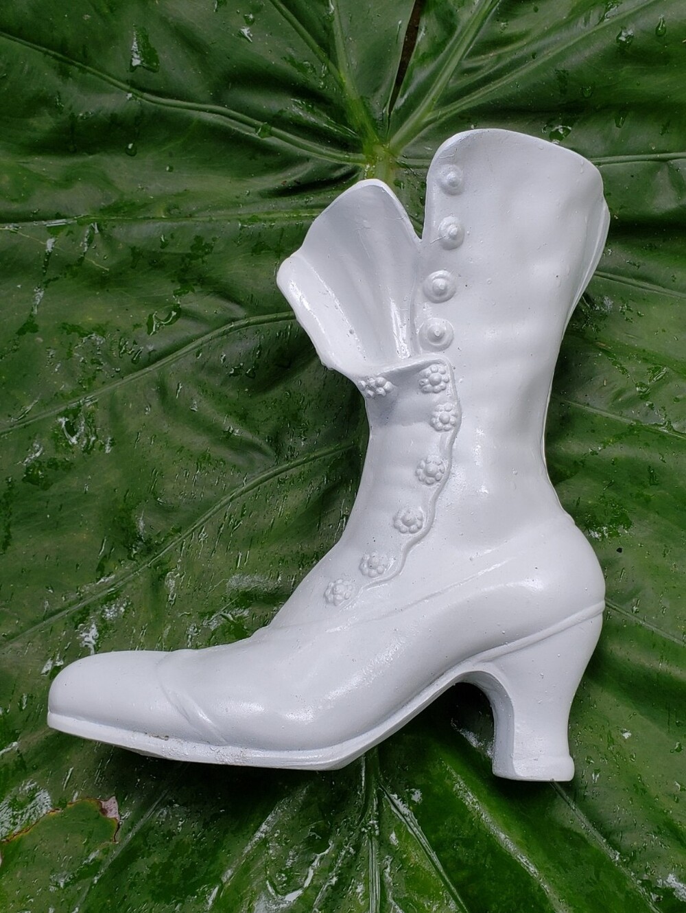 White Victorian Button-Front Ankle Boot - Women Metal
